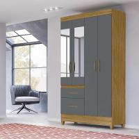 Guarda Roupa 4 Portas Com Espelho Madri Freijó Cinza 852031 - 3