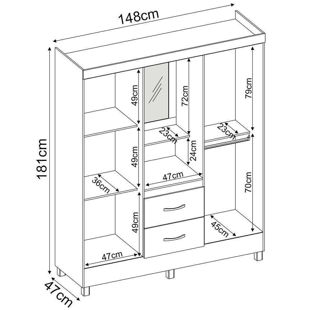 Guarda Roupa Capelinha 4 Portas Branco Rosa Flex Demobile - 2