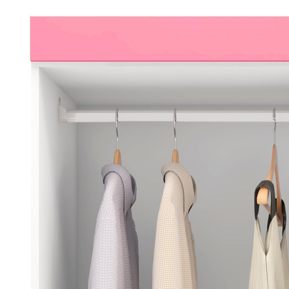 Guarda Roupa Capelinha 4 Portas Branco Rosa Flex Demobile - 5