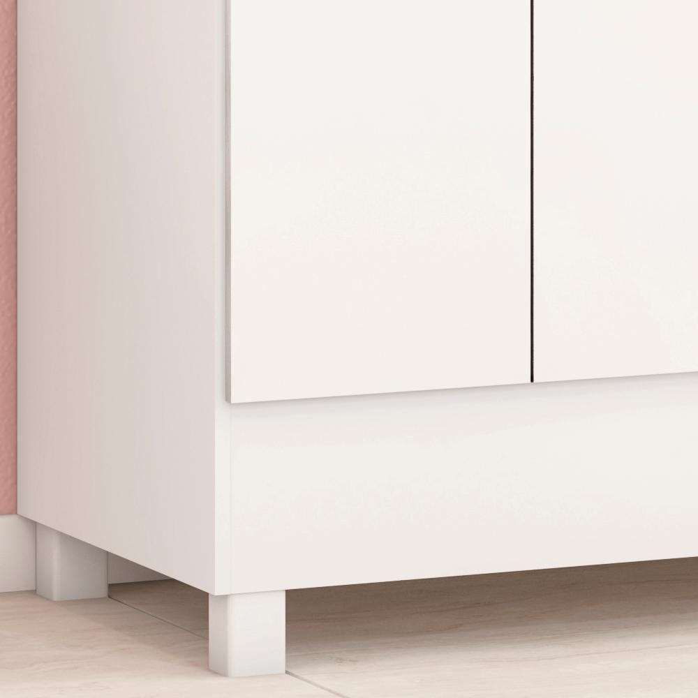 Guarda Roupa Capelinha 4 Portas Branco Rosa Flex Demobile - 8