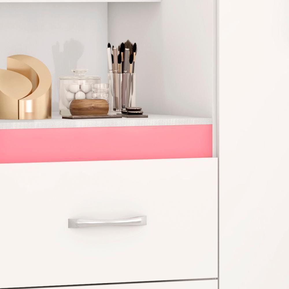 Guarda Roupa Capelinha 4 Portas Branco Rosa Flex Demobile - 9