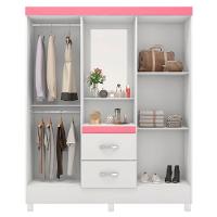 Guarda Roupa Capelinha 4 Portas Branco Rosa Flex Demobile - 10