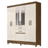 Guarda Roupa 7 Portas C/Espelho New Mafra Castanho Baunilha - 1