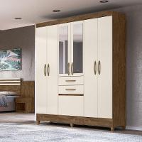 Guarda Roupa 7 Portas C/Espelho New Mafra Castanho Baunilha - 3