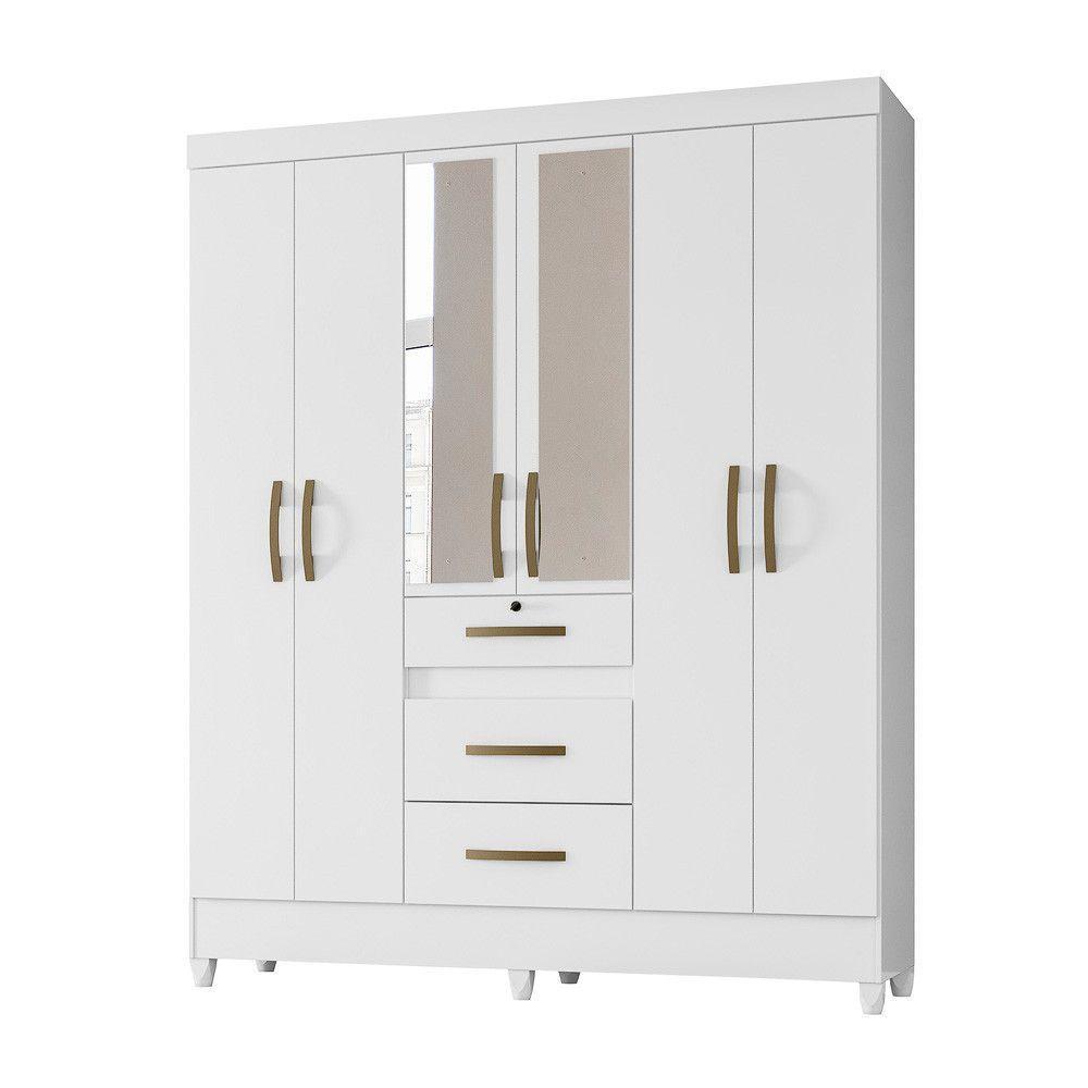 Guarda Roupa 6 Portas Com Espelho Itatiba Branco 868440 - 1