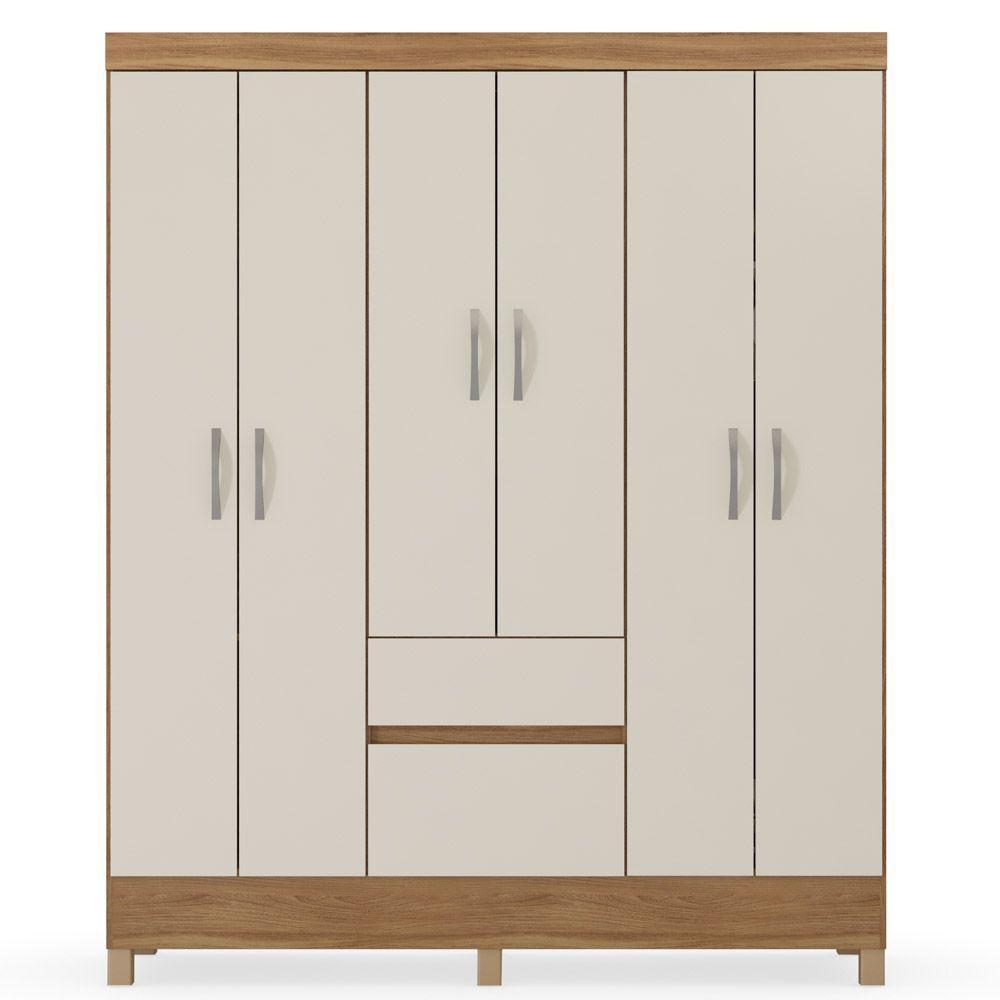 Guarda Roupa Casal 6 Portas 2 Gavetas Amendola/Off White - 4