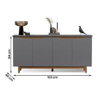 Aparador Buffet Sala Flow Com 4 Portas Pés Madeira Maciça Cinza/freijo Cinza/freijo - 2
