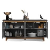 Aparador Buffet Sala Flow Com 4 Portas Pés Madeira Maciça Cinza/freijo Cinza/freijo - 3