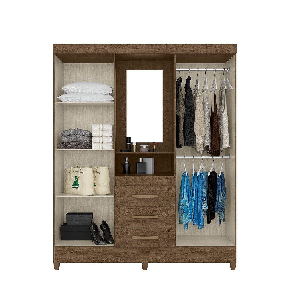 Guarda Roupa 4 Portas Com Espelho Capri Castanho 831331 - 3