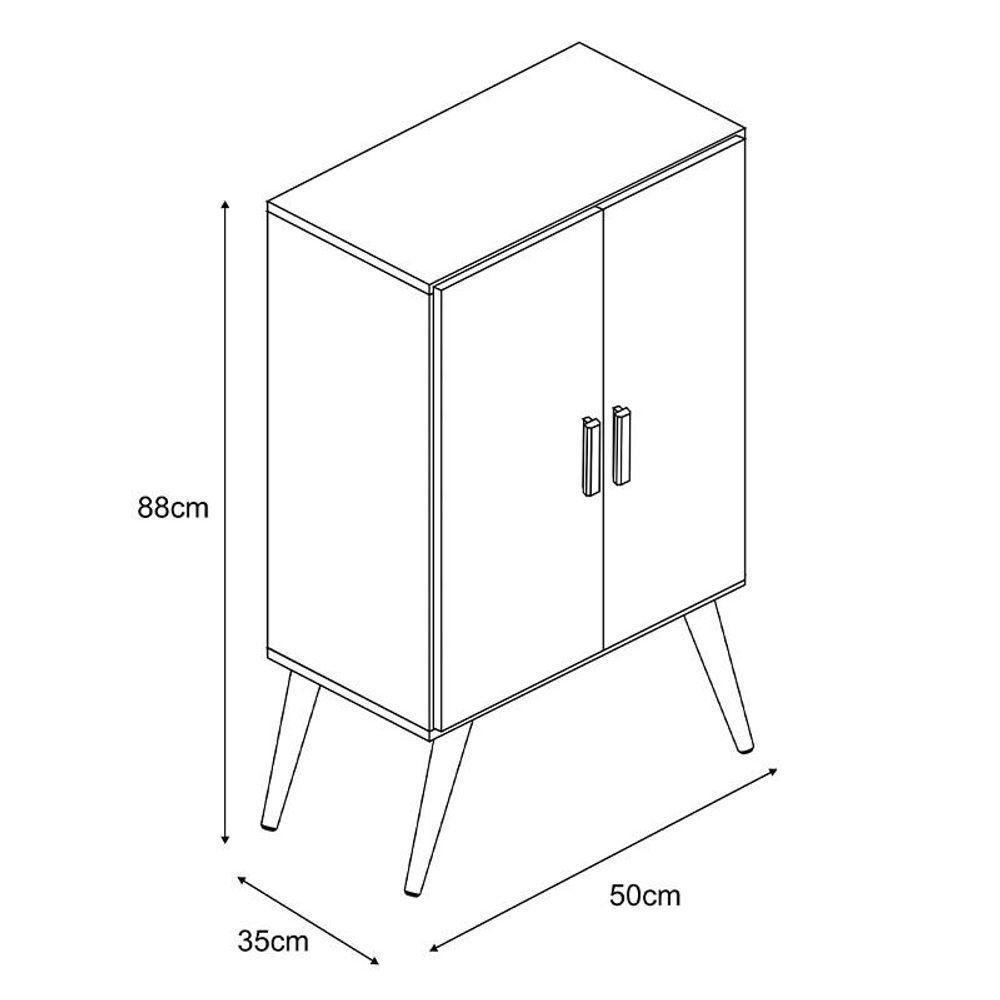 Aparador Organizador Cali Sala 2 Portas Pés Madeira Maciça Off White Off White - 2