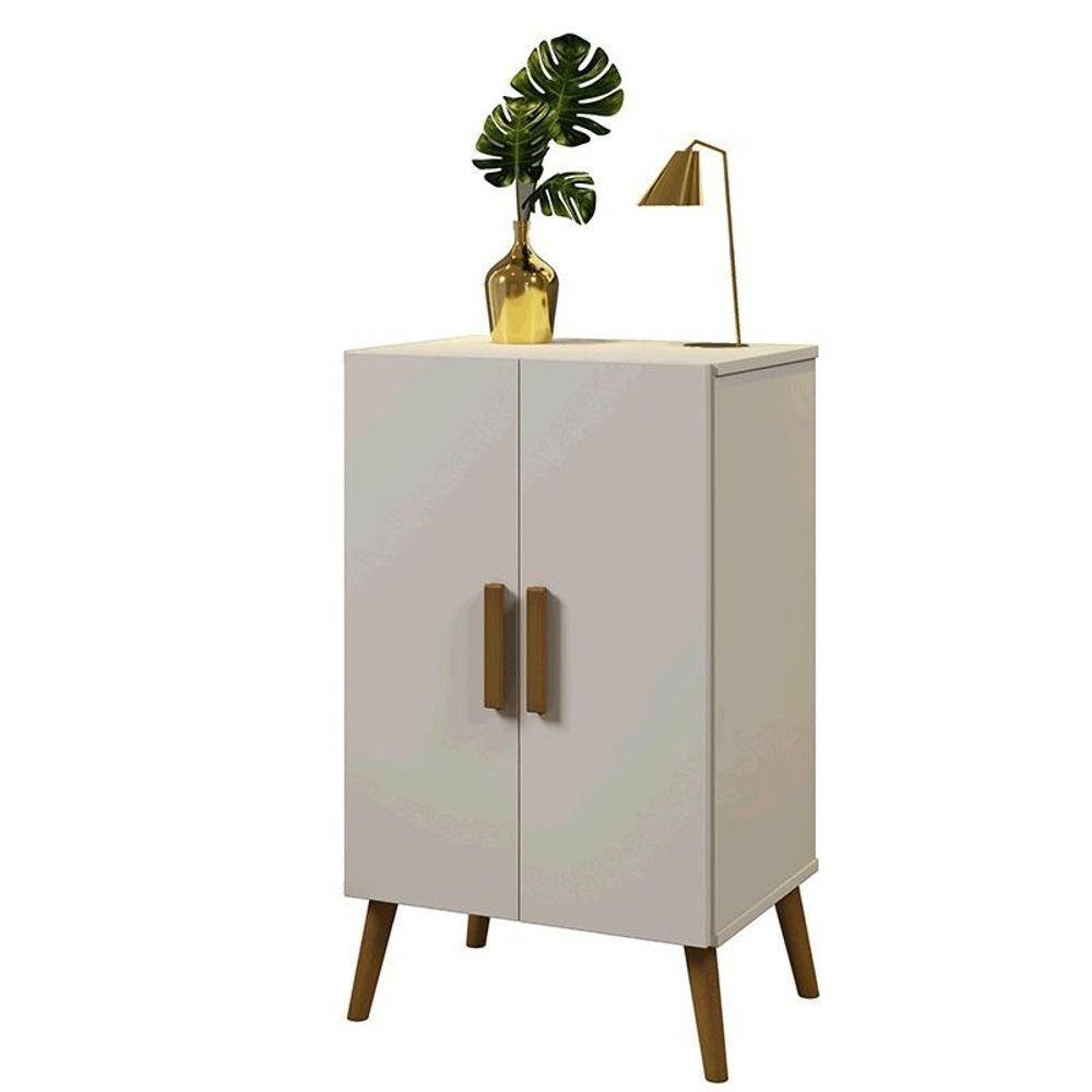 Aparador Organizador Cali Sala 2 Portas Pés Madeira Maciça Off White Off White - 3