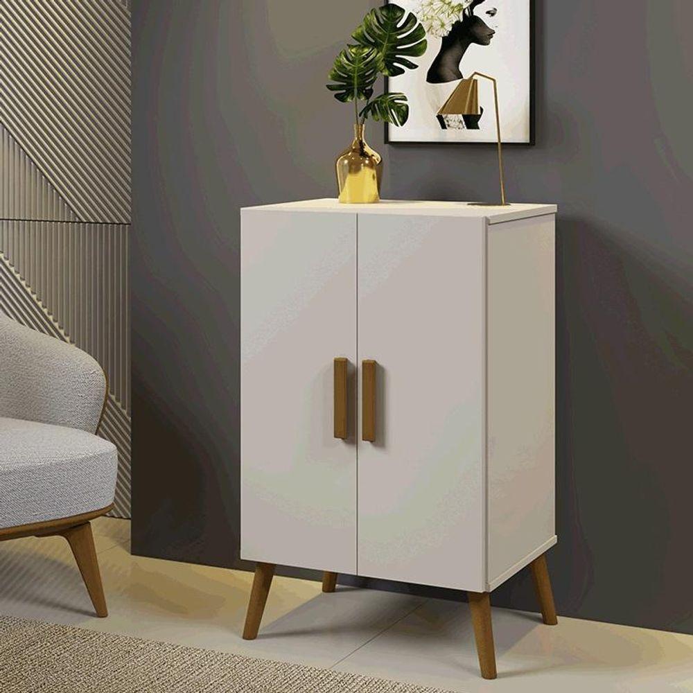 Aparador Organizador Cali Sala 2 Portas Pés Madeira Maciça Off White Off White - 4