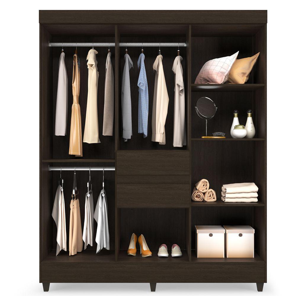 Guarda Roupa 8 Portas Com Pés E Espelho Munique ébano - 3