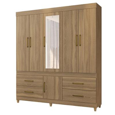Guarda Roupa Casal 6 Portas Com Pés E Espelho Guarujá 64720