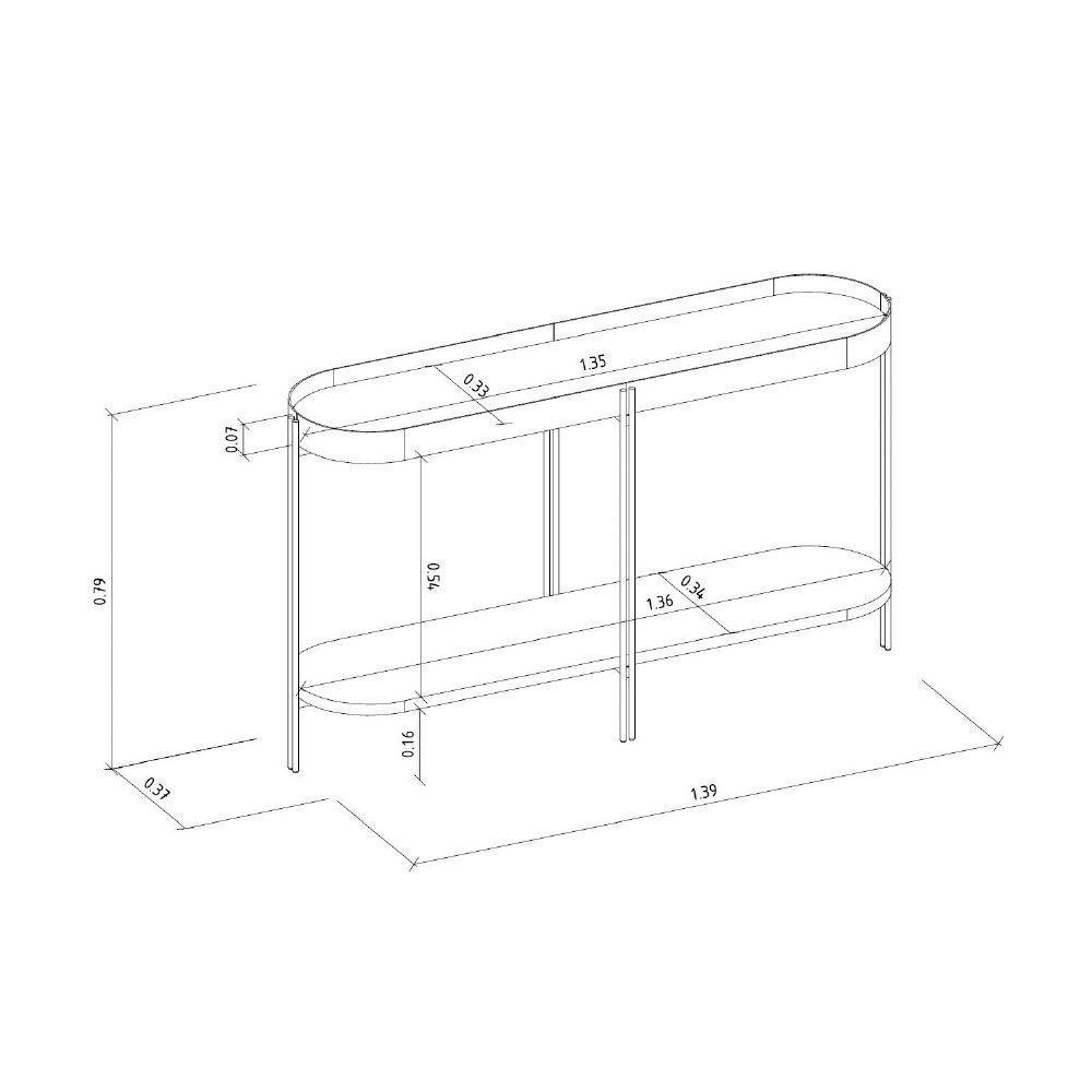 Aparador Decorativo Grimaldi Base Aço Com Detalhe Em Couro Preto G77 - 5
