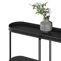 Aparador Decorativo Grimaldi Base Aço Com Detalhe Em Couro Preto G77 - 3