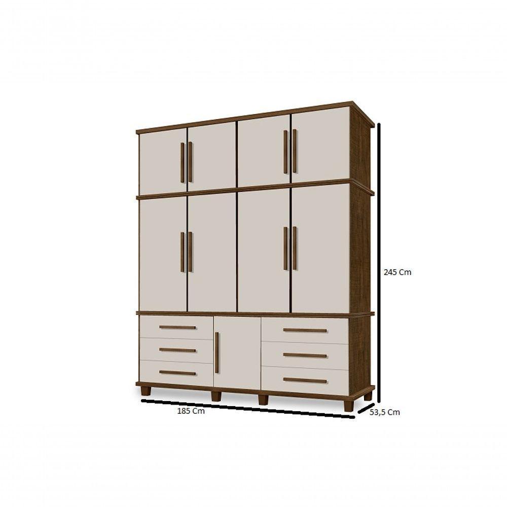 Guarda Roupa Londres Triplex 4 Portas 6 Gavetas Com Maleiro Luapa Móveis - 2