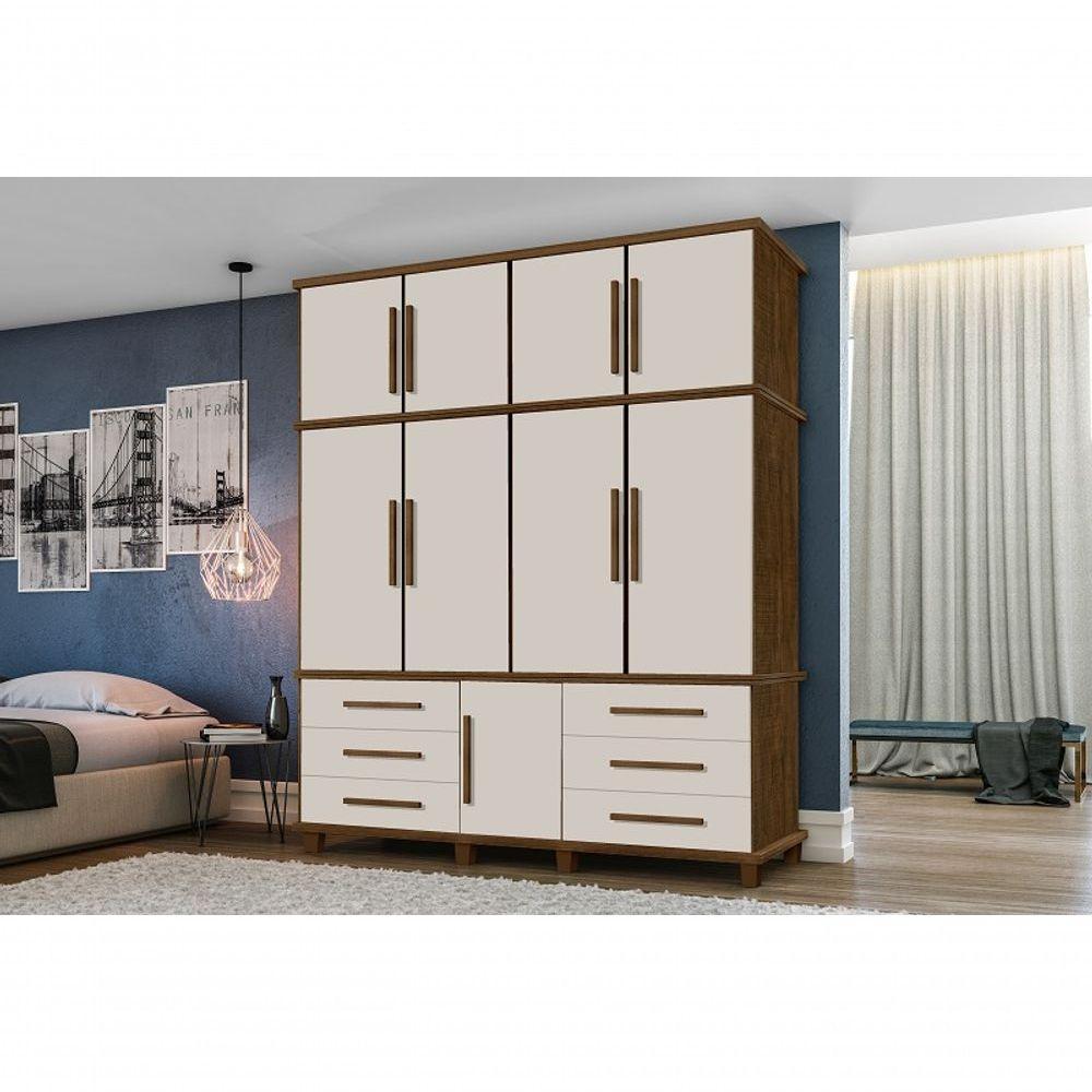 Guarda Roupa Londres Triplex 4 Portas 6 Gavetas Com Maleiro Luapa Móveis - 5