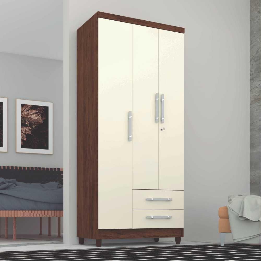 Guarda Roupa Solteiro 3 Portas Imbuia Rustico Champanhe - 4
