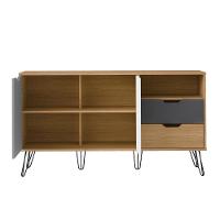 Bancada Carvalho/Grafite/Branco/Prata 2 Portas 6 Pés Metal - 5