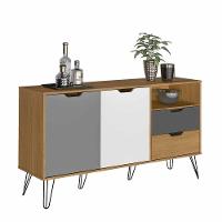 Bancada Carvalho/Grafite/Branco/Prata 2 Portas 6 Pés Metal - 8