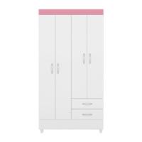 Guarda Roupa 4 Portas Com Pés Astro Branco Rosa Flex 42860 - 7