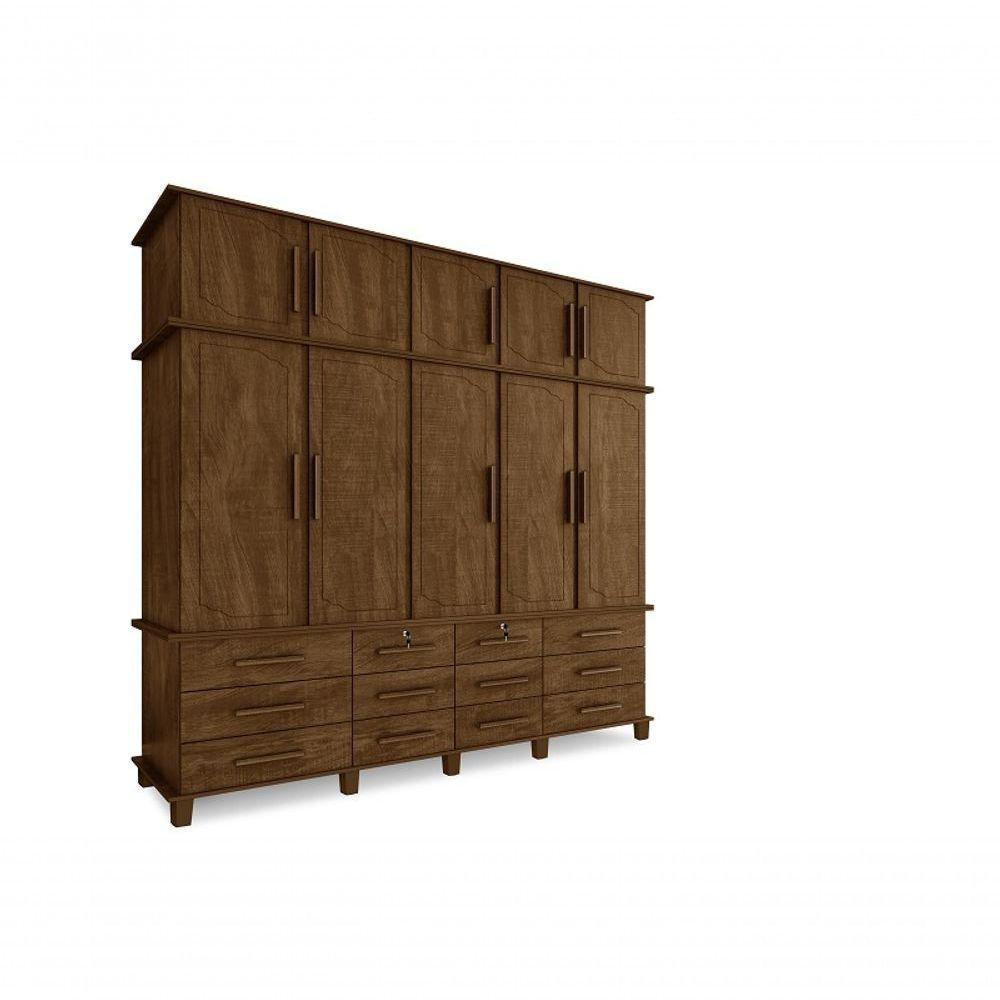 Guarda Roupa Berlim Quarto Casal 5 Portas 12 Gavetas Com Maleiro Luapa Móveis - 1