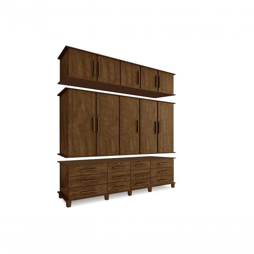 Guarda Roupa Berlim Quarto Casal 5 Portas 12 Gavetas Com Maleiro Luapa Móveis - 2