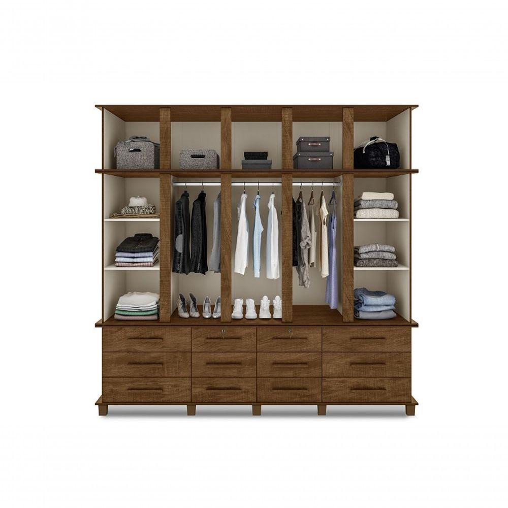 Guarda Roupa Berlim Quarto Casal 5 Portas 12 Gavetas Com Maleiro Luapa Móveis - 3
