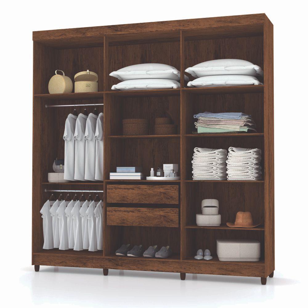 Guarda Roupa 6 Portas C/Espelho Imbuia Champanhe - 3