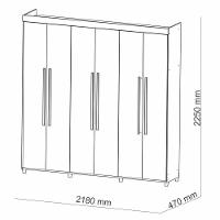 Guarda Roupa 6 Portas C/Espelho Imbuia Champanhe - 2