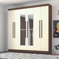 Guarda Roupa 6 Portas C/Espelho Imbuia Champanhe - 4