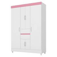 Guarda Roupa 6 Portas Com Pés Ecom Ii Branco Rosa Flex 62020 - 1