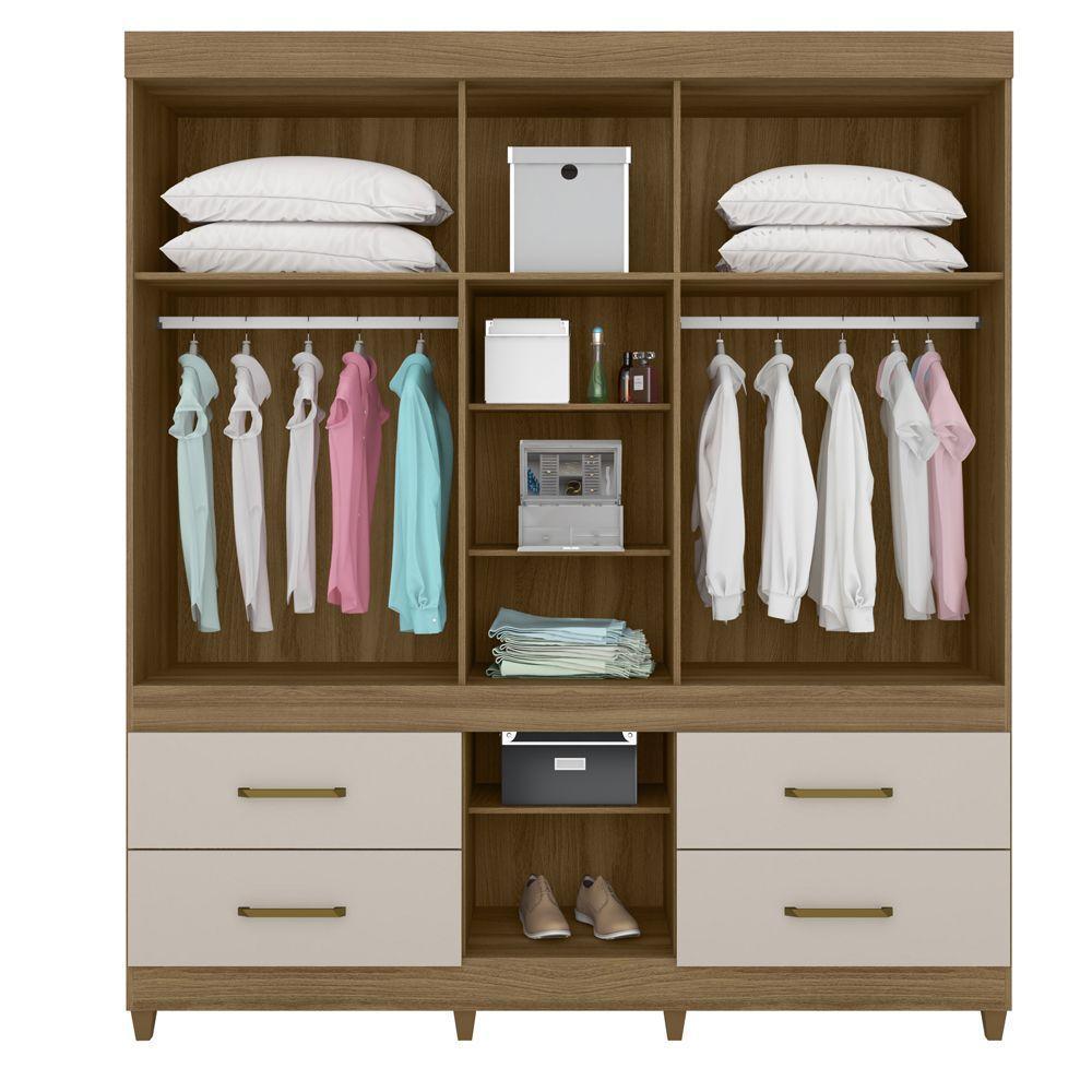 Guarda Roupa 6 Portas Com Pés E Espelho Guarujá Off White - 2
