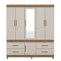 Guarda Roupa 6 Portas Com Pés E Espelho Guarujá Off White - 4