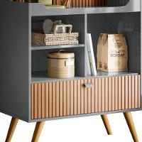 Armário Bancada Cantinho Do Café Cinza Perolizado/Tauari Ripado 1 Porta - 3