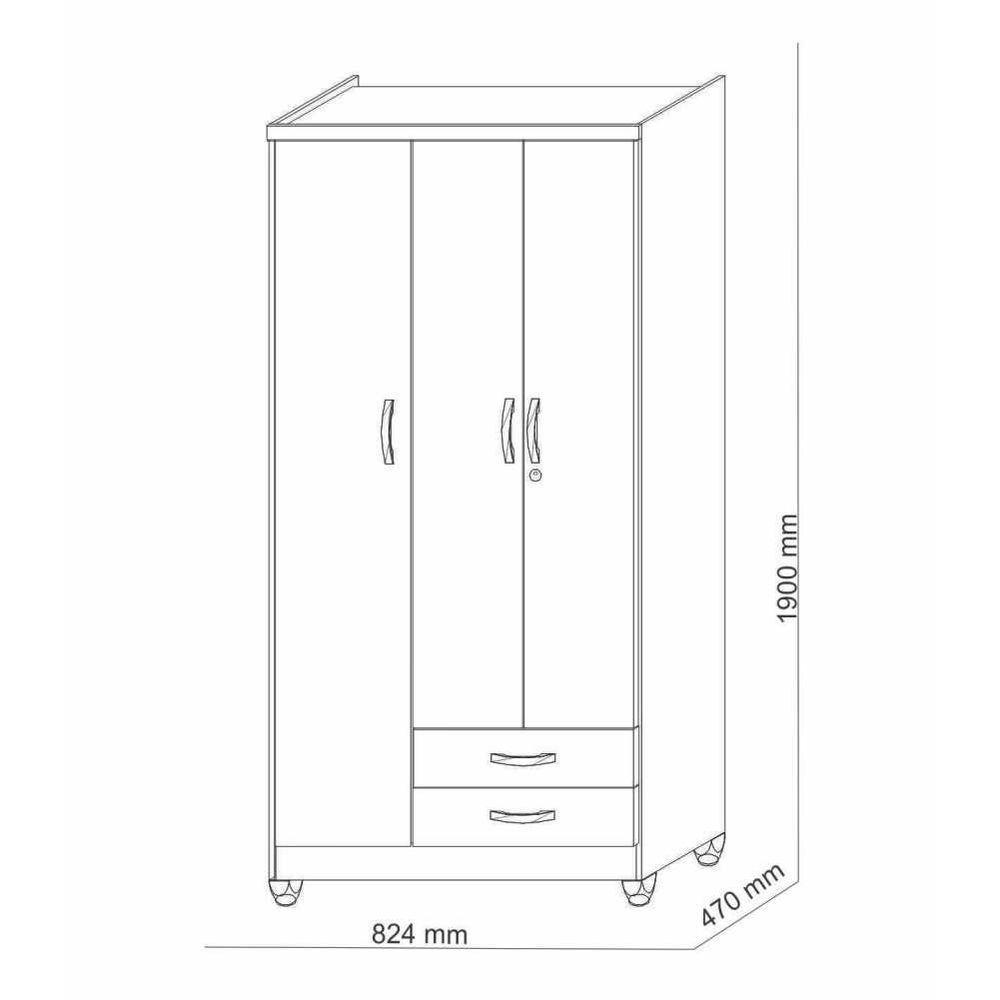 Guarda Roupa Solteiro 3 Portas Line 1001480 Imbuia Rustico - 3