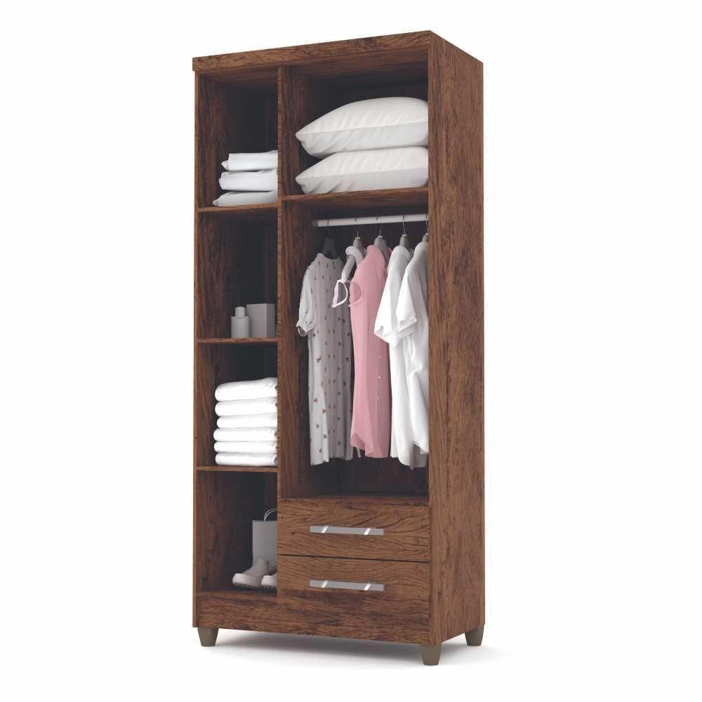 Guarda Roupa Solteiro 3 Portas Line 1001480 Imbuia Rustico - 4