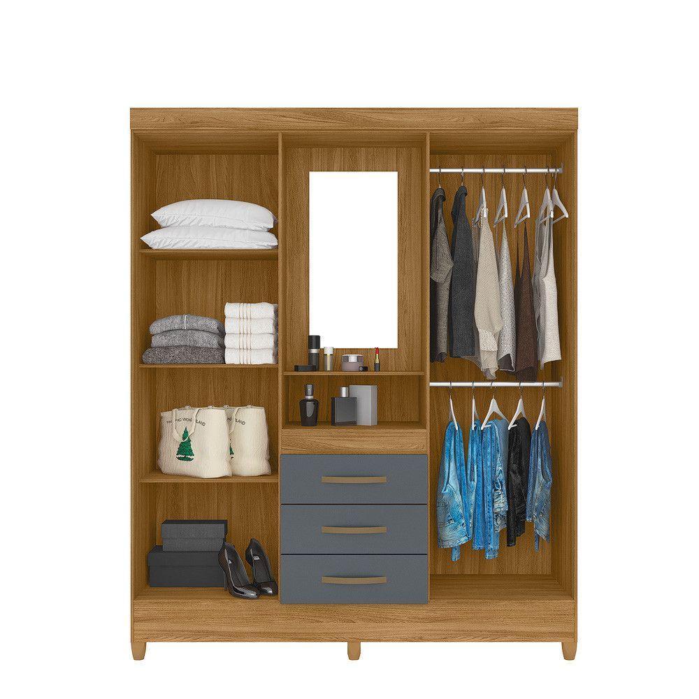 Guarda Roupa 4 Portas Com Espelho Capri Freijó Cinza 831031 - 2