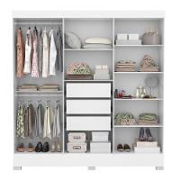 Guarda Roupa Casal 6 Portas Com Pés E Espelho Prático Branco