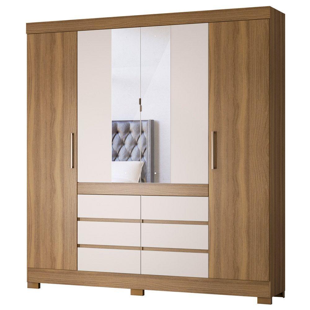 Guarda Roupa Casal 4 Portas 6 Gavetas Amendola/Off White - 1