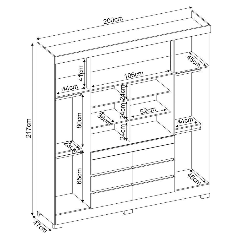 Guarda Roupa Casal 4 Portas 6 Gavetas Amendola/Off White - 3