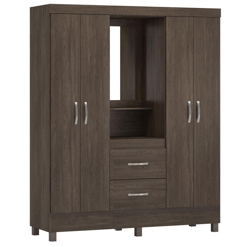 Guarda Roupa 4 Portas Com Pés E Espelho Lord ébano Touch - 1