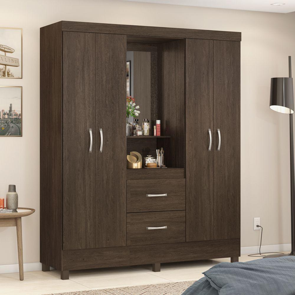 Guarda Roupa 4 Portas Com Pés E Espelho Lord ébano Touch - 3