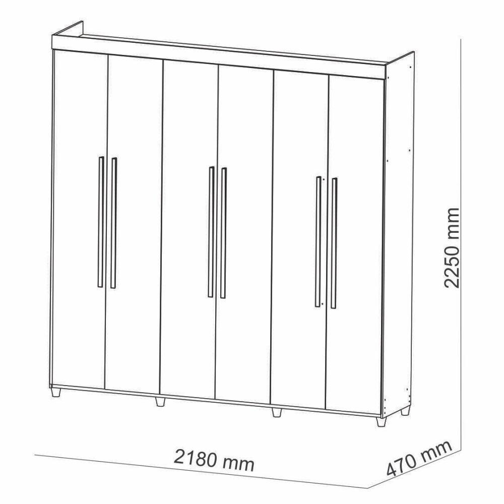 Guarda Roupa 6 Portas C/Espelho Elegance Imbuia Rustico - 2