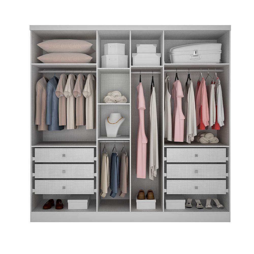 Modulo Para Guarda Roupa Com 6 Portas E 6 Gavetas Branco - 2