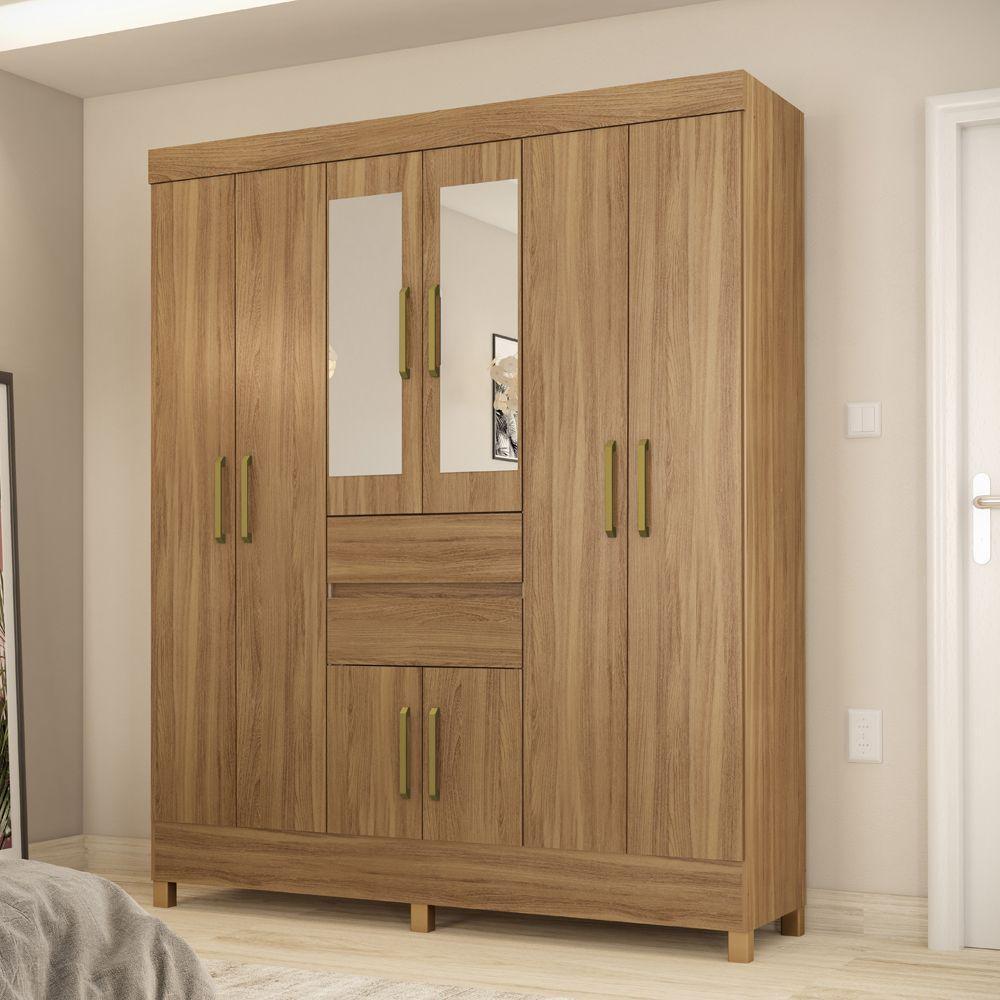Guarda Roupa Casal 8 Portas Com Pés E Espelho Munique - 2