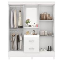 Guarda Roupa 4 Portas Com Pés E Espelho Lord Branco Rosa