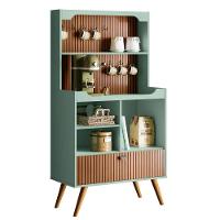 Armário Bancada Cantinho Do Café Menta/Tauari Ripado 1 Porta Basculante Com Pés De Madeira - 2