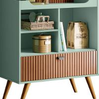 Armário Bancada Cantinho Do Café Menta/Tauari Ripado 1 Porta Basculante Com Pés De Madeira - 3